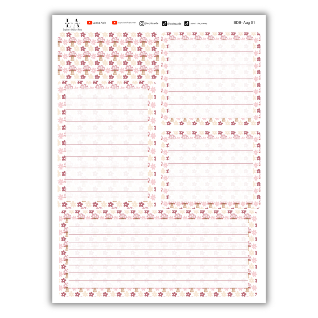 Mushroom - Erin Condren Life Planner Dash Board Kit August