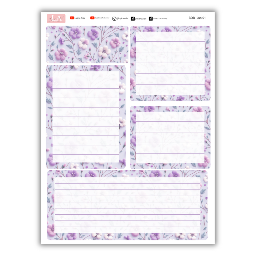 Lilac Bloom - Erin Condren Dash Board Kit Jun 2024