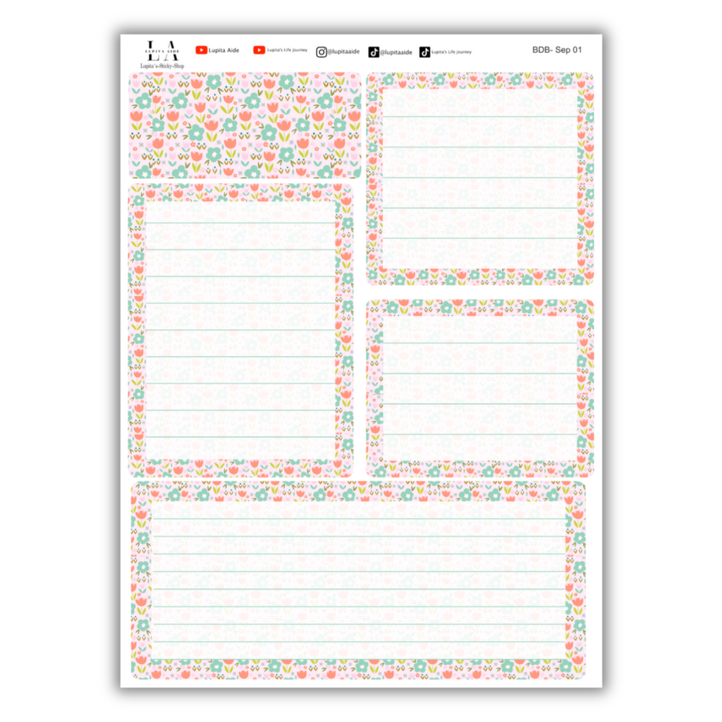 Floral - Erin Condren Life Planner Dash Board Kit September
