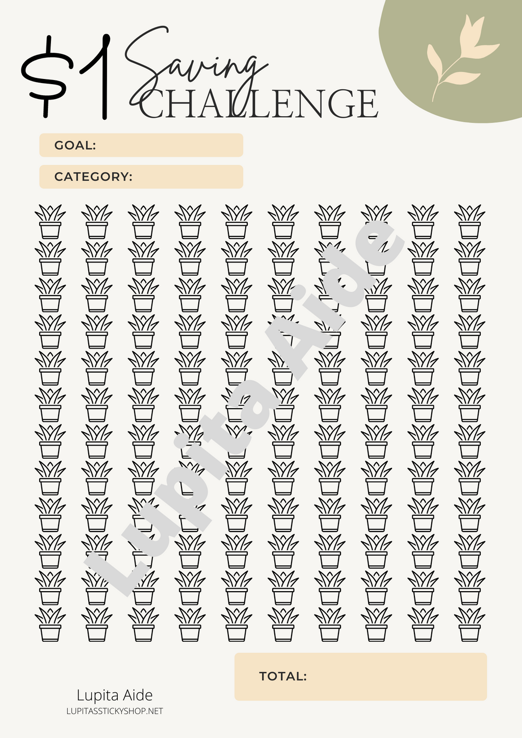 $1 Savings Challenge Succulents (printable)