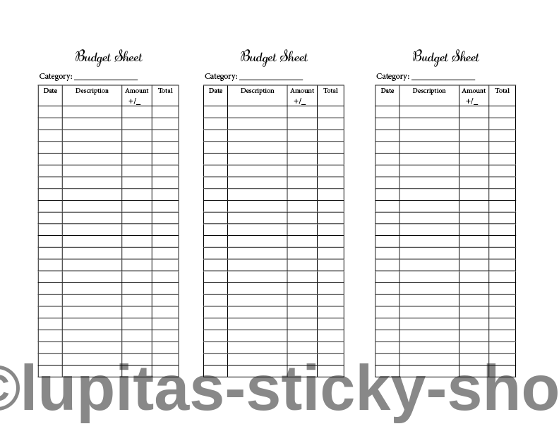 Budget Sheet / Expense Tracker/ Envelope Budget Sheet (printable)